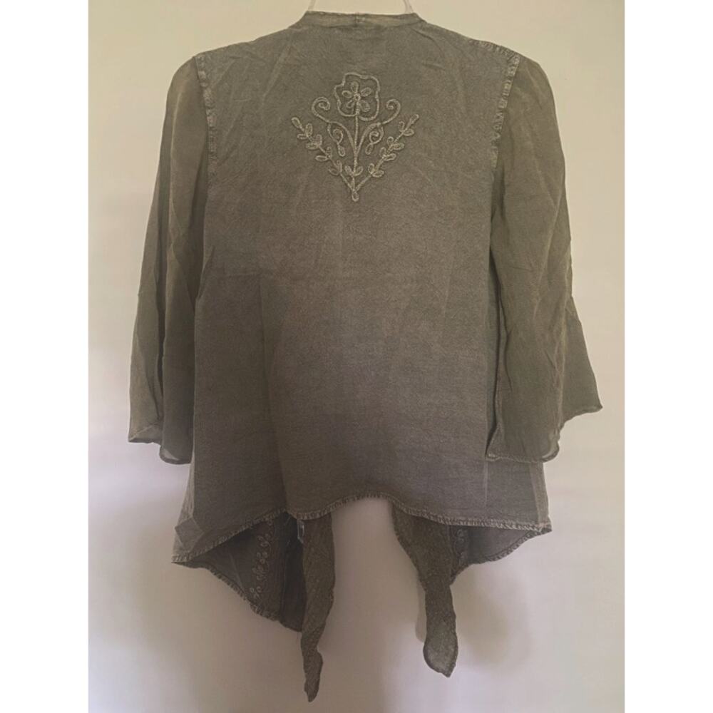 Young Threads Olive Embroidered Waterfall Kimono L NWT - Rustic Romance - Picture 3 of 9